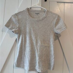Old Navy Short-Sleeve Rib Tee – Light Gray